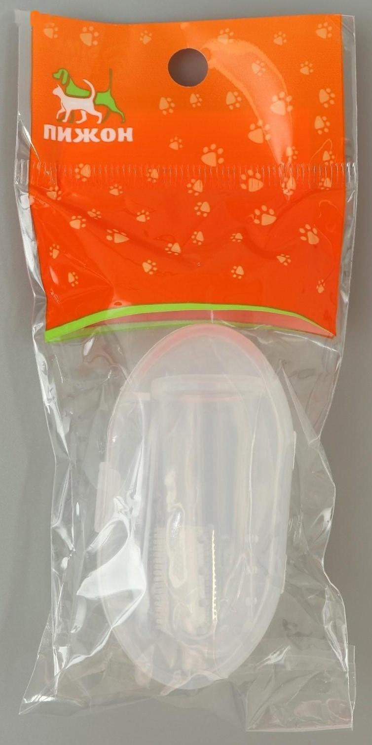 Щётка для чистки зубов животных, 5,5 х 2,5 см, прозрачный контейнер 7 х 4 см