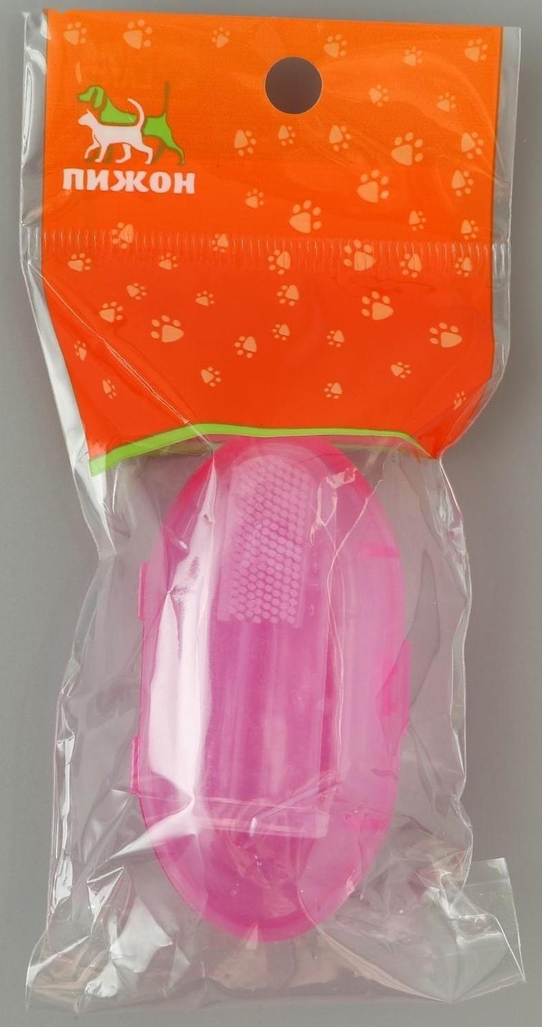 Щётка для чистки зубов животных, 5,5 х 2,5 см, розовый контейнер 7 х 4 см