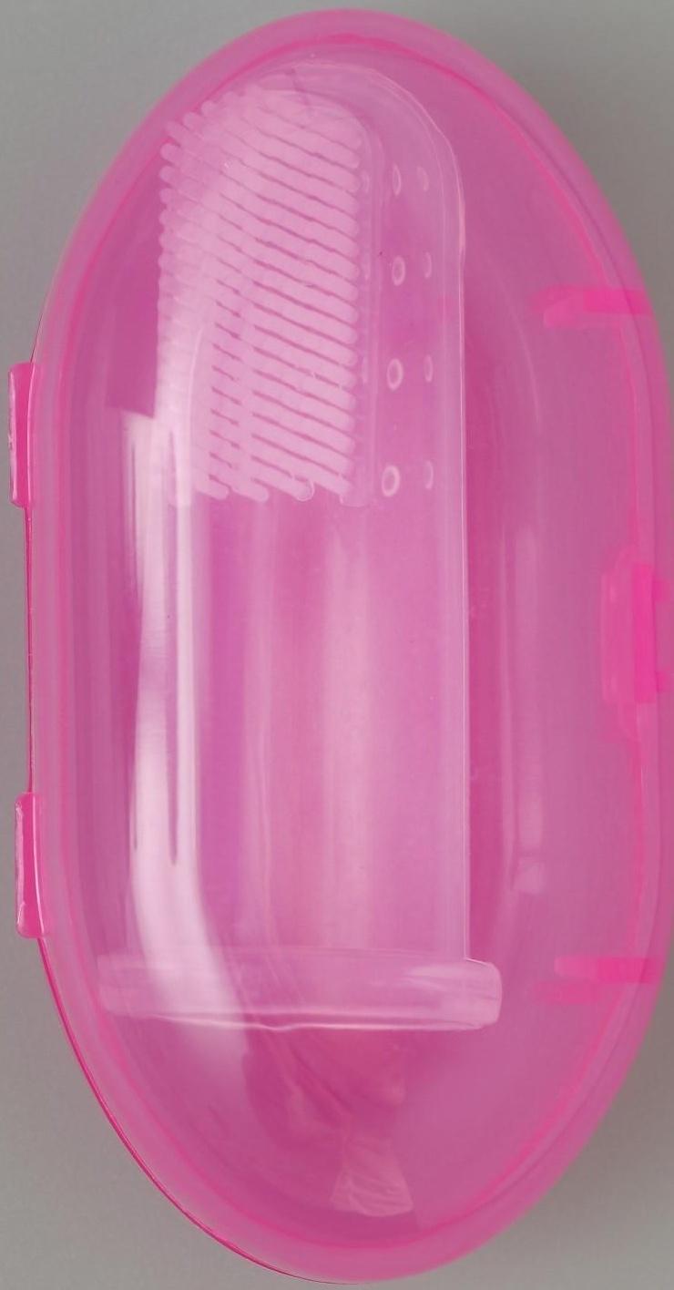 Щётка для чистки зубов животных, 5,5 х 2,5 см, розовый контейнер 7 х 4 см