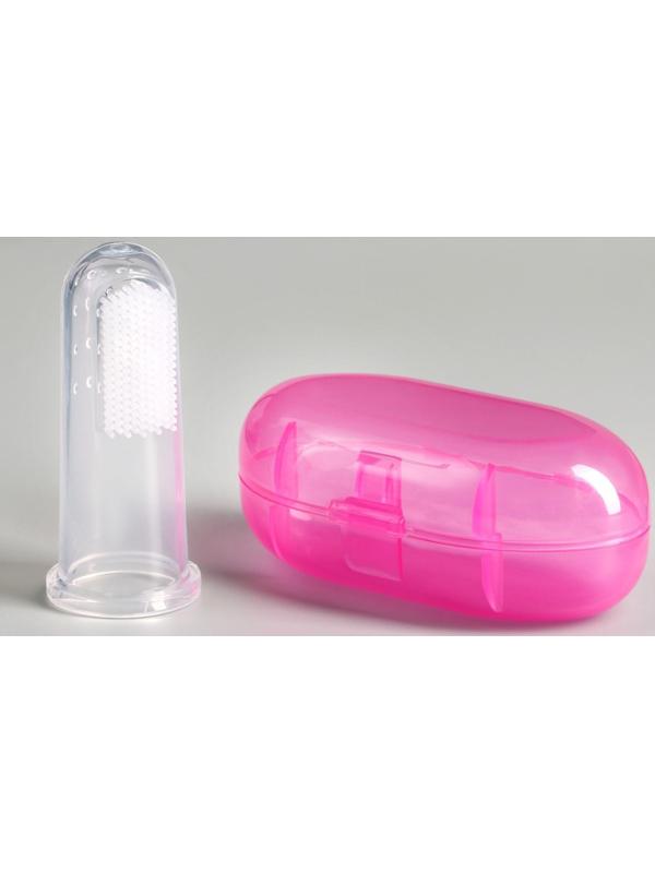 Щётка для чистки зубов животных, 5,5 х 2,5 см, розовый контейнер 7 х 4 см