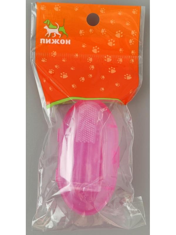 Щётка для чистки зубов животных, 5,5 х 2,5 см, розовый контейнер 7 х 4 см