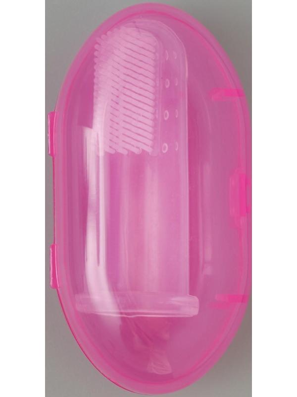 Щётка для чистки зубов животных, 5,5 х 2,5 см, розовый контейнер 7 х 4 см