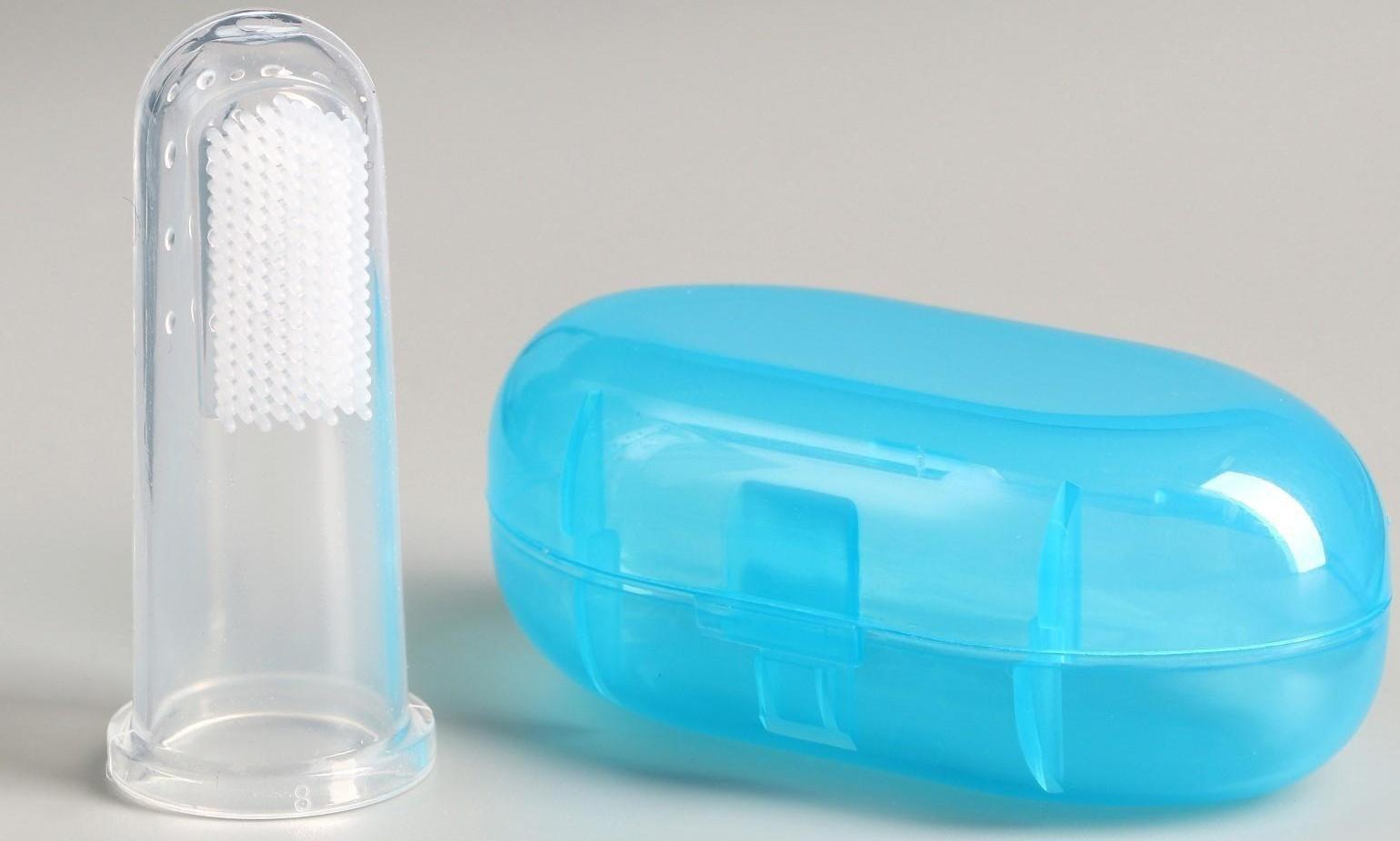 Щётка для чистки зубов животных, 5,5 х 2,5 см, голубой контейнер 7 х 4 см