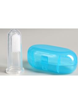 Щётка для чистки зубов животных, 5,5 х 2,5 см, голубой контейнер 7 х 4 см