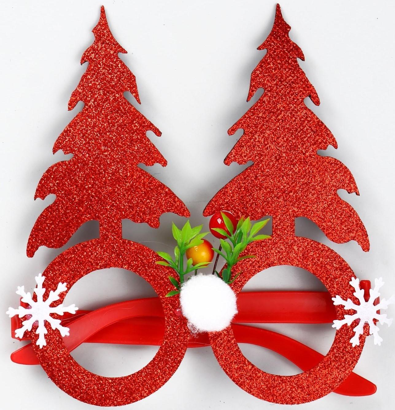 Карнавальные очки «Ёлочки», цвет красный