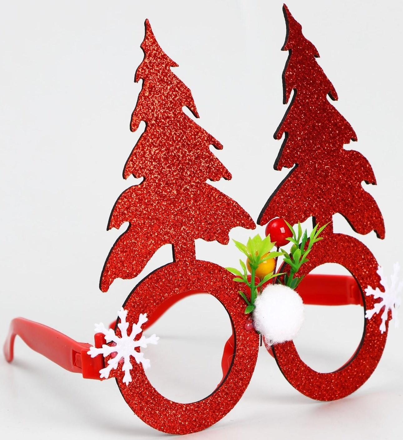 Карнавальные очки «Ёлочки», цвет красный
