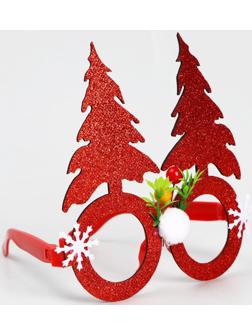 Карнавальные очки «Ёлочки», цвет красный