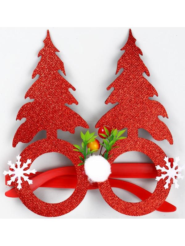 Карнавальные очки «Ёлочки», цвет красный