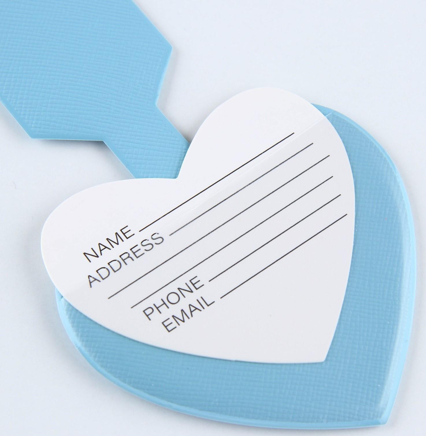 Бирка на чемодан в виде сердца, голубая