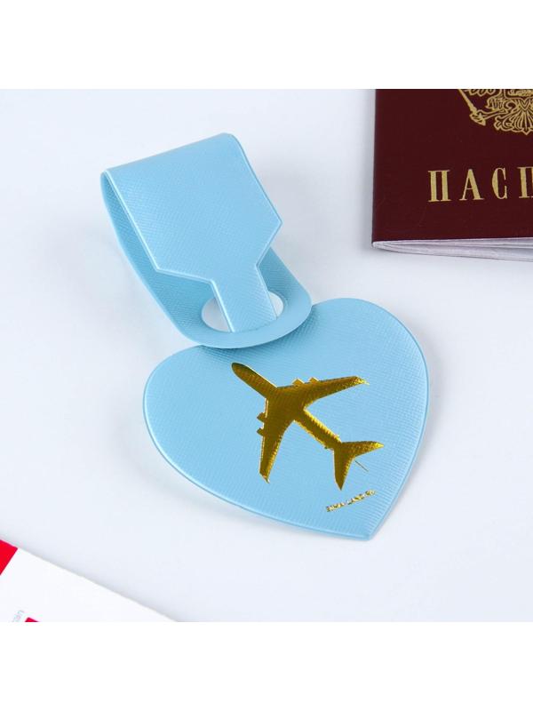 Бирка на чемодан в виде сердца, голубая