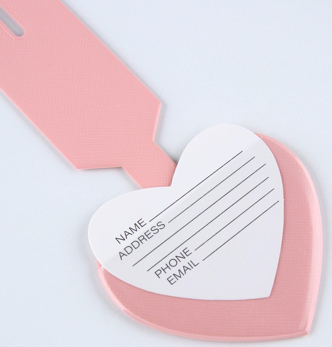 Бирка на чемодан в виде сердца, розовая