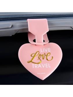 Бирка на чемодан в виде сердца, розовая