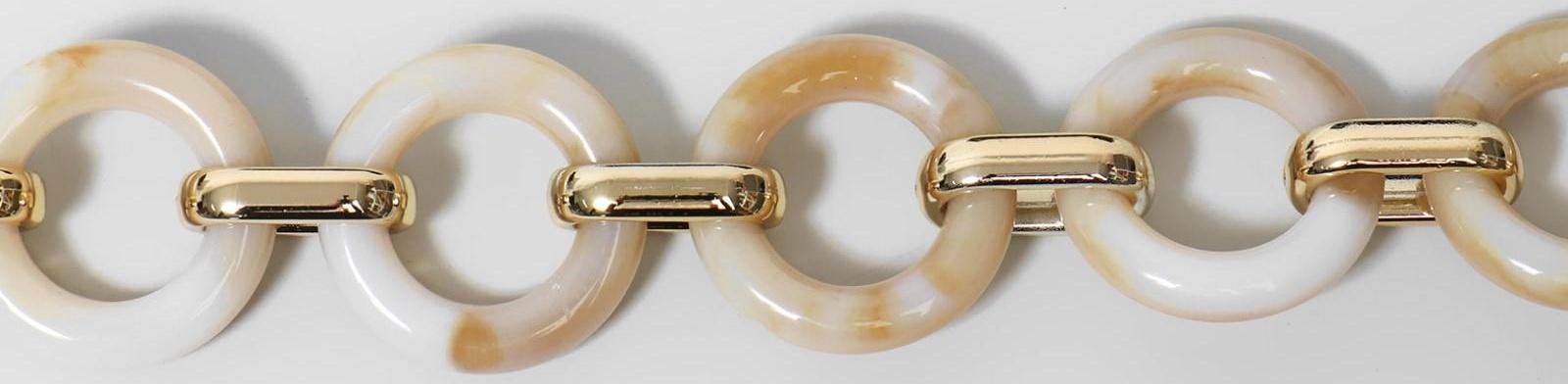 Цепочка для сумки, пластиковая, d = 28 × 16 мм, 59 см, цвет светлый агат/золотой