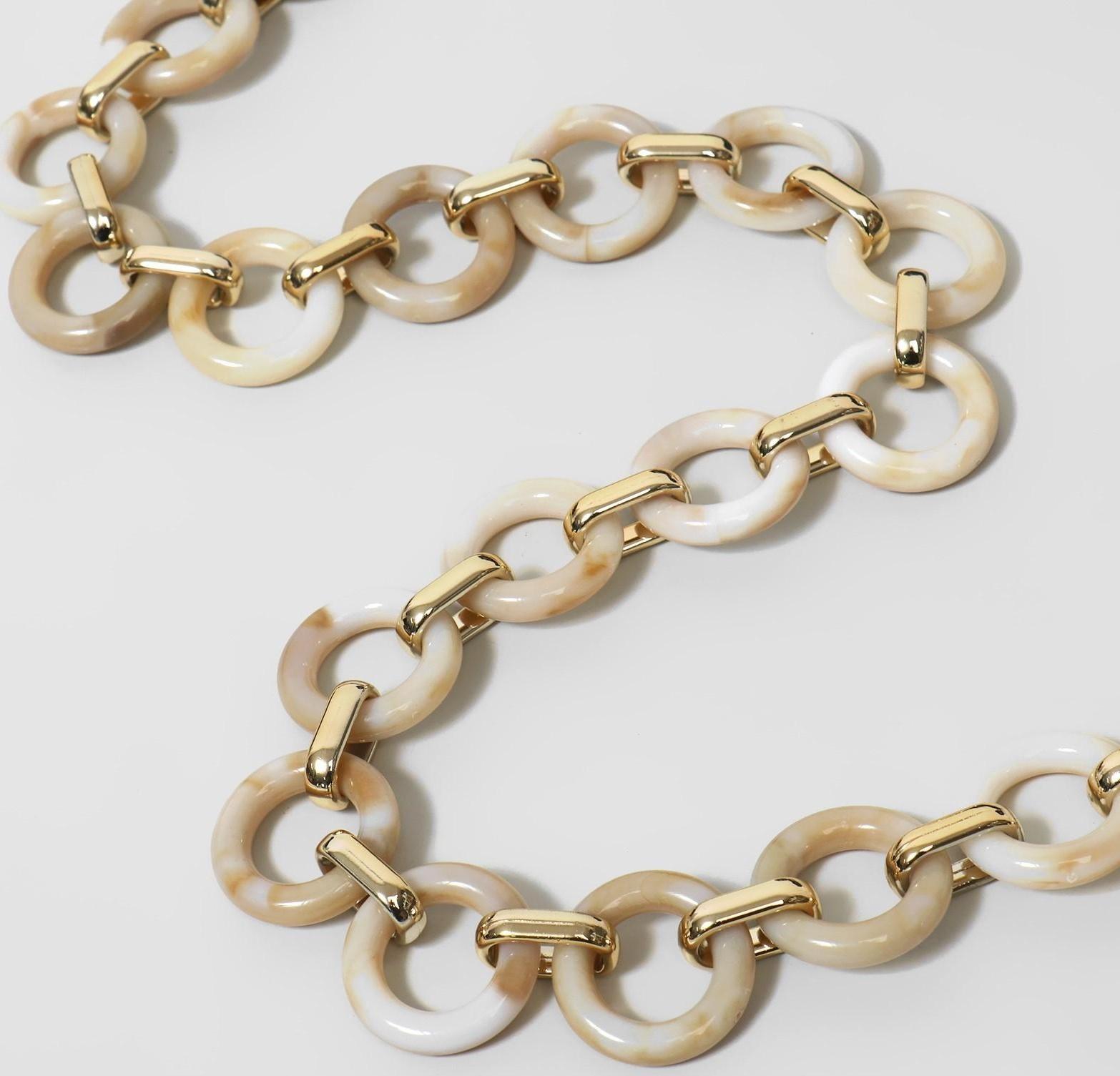 Цепочка для сумки, пластиковая, d = 28 × 16 мм, 59 см, цвет светлый агат/золотой