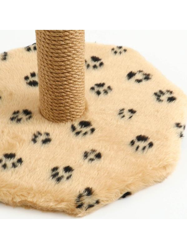 Когтеточка с тремя игрушками, 35 х 35 х 53 см, бежевая с черными лапками