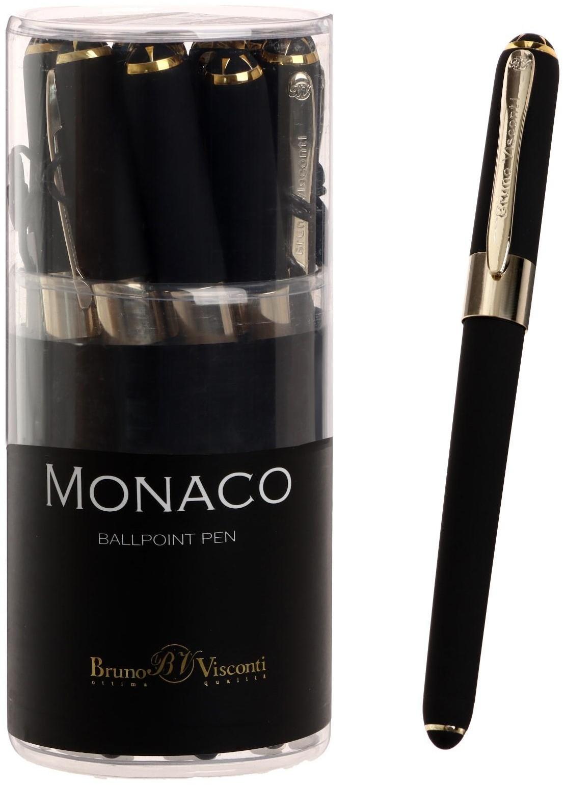 Ручка шариковая BrunoVisconti. Monaco, узел 0.5 мм, стержень синий, корпус чёрный