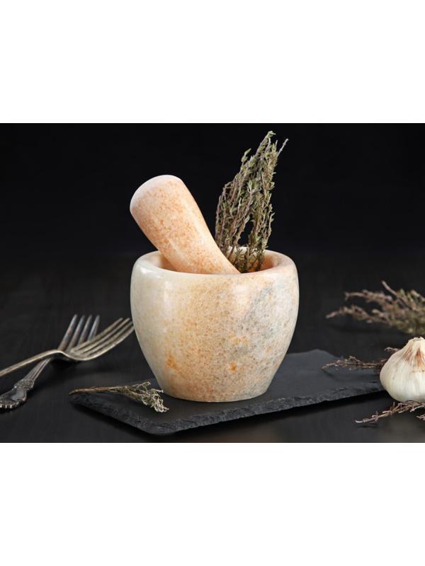 Ступка с пестиком из камня Доляна «Мрамор», 10×8 см, цвет бежевый