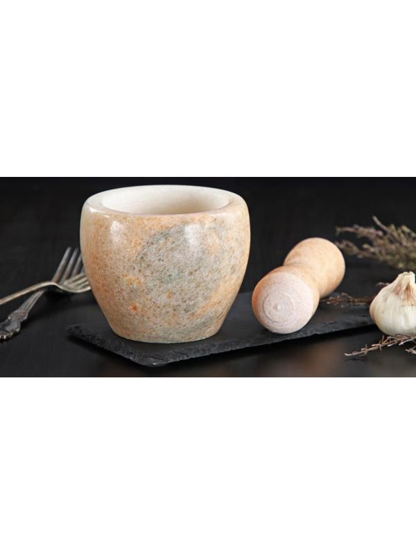 Ступка с пестиком из камня Доляна «Мрамор», 10×8 см, цвет бежевый