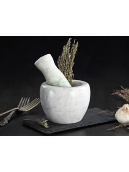 Ступка с пестиком из камня Доляна «Мрамор», 10×8 см, цвет белый