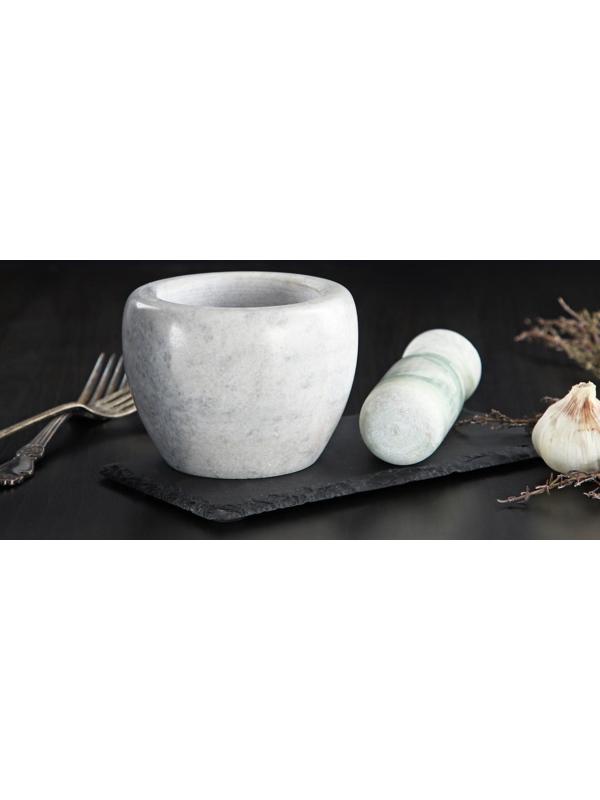 Ступка с пестиком из камня Доляна «Мрамор», 10×8 см, цвет белый