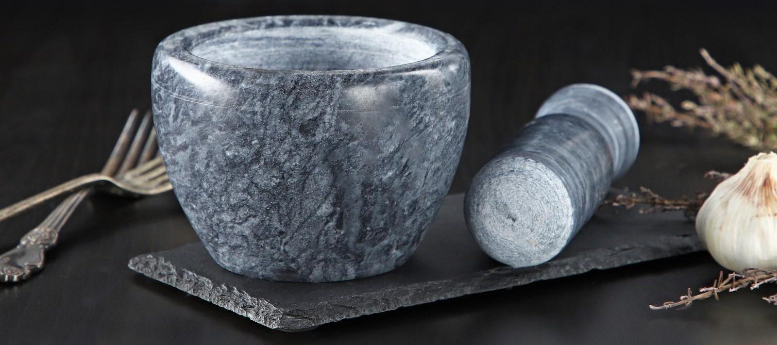 Ступка с пестиком из камня Доляна «Мрамор», 10×8 см, цвет серый