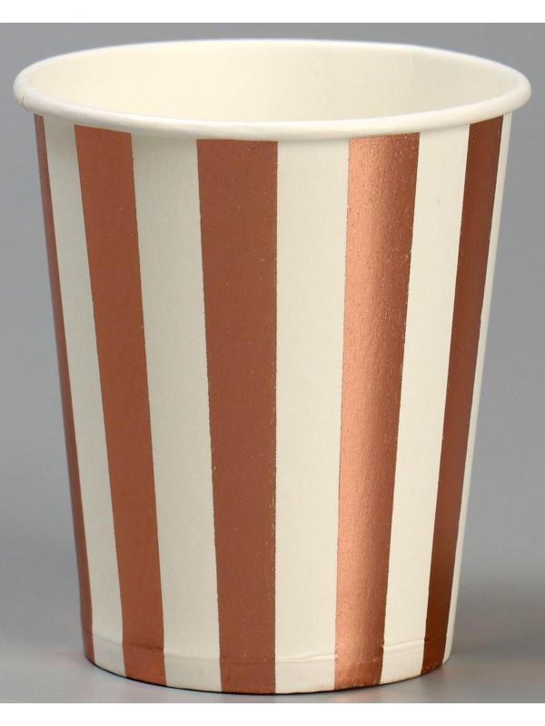 Стакан бумажный «Полоска», набор», 6 шт., цвет розовое золото