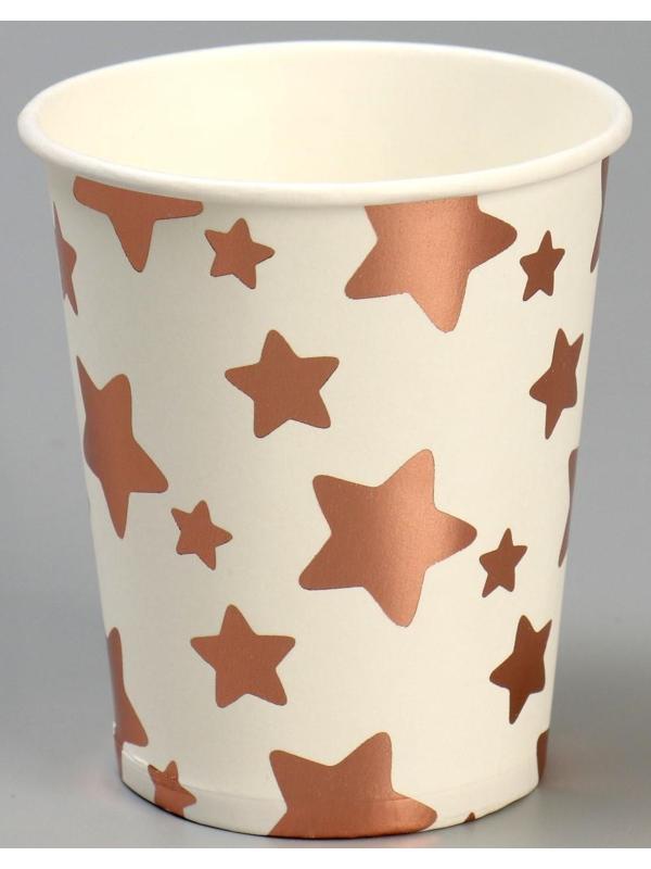 Стакан бумажный «Звёзды», набор, 6 шт., цвет розовое золото