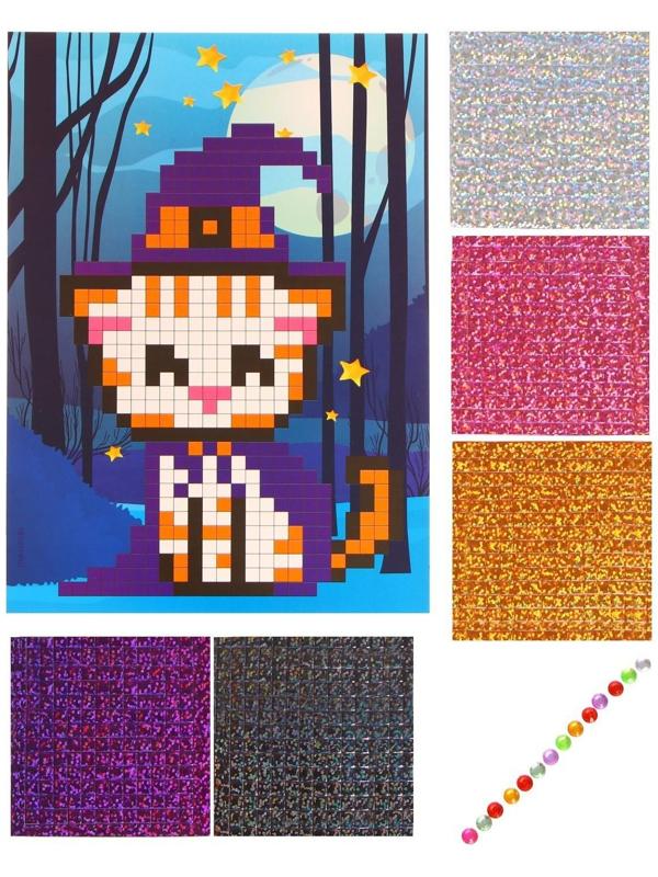 Стикерная мозаика «Волшебный кот», EVA стикеры + стразы