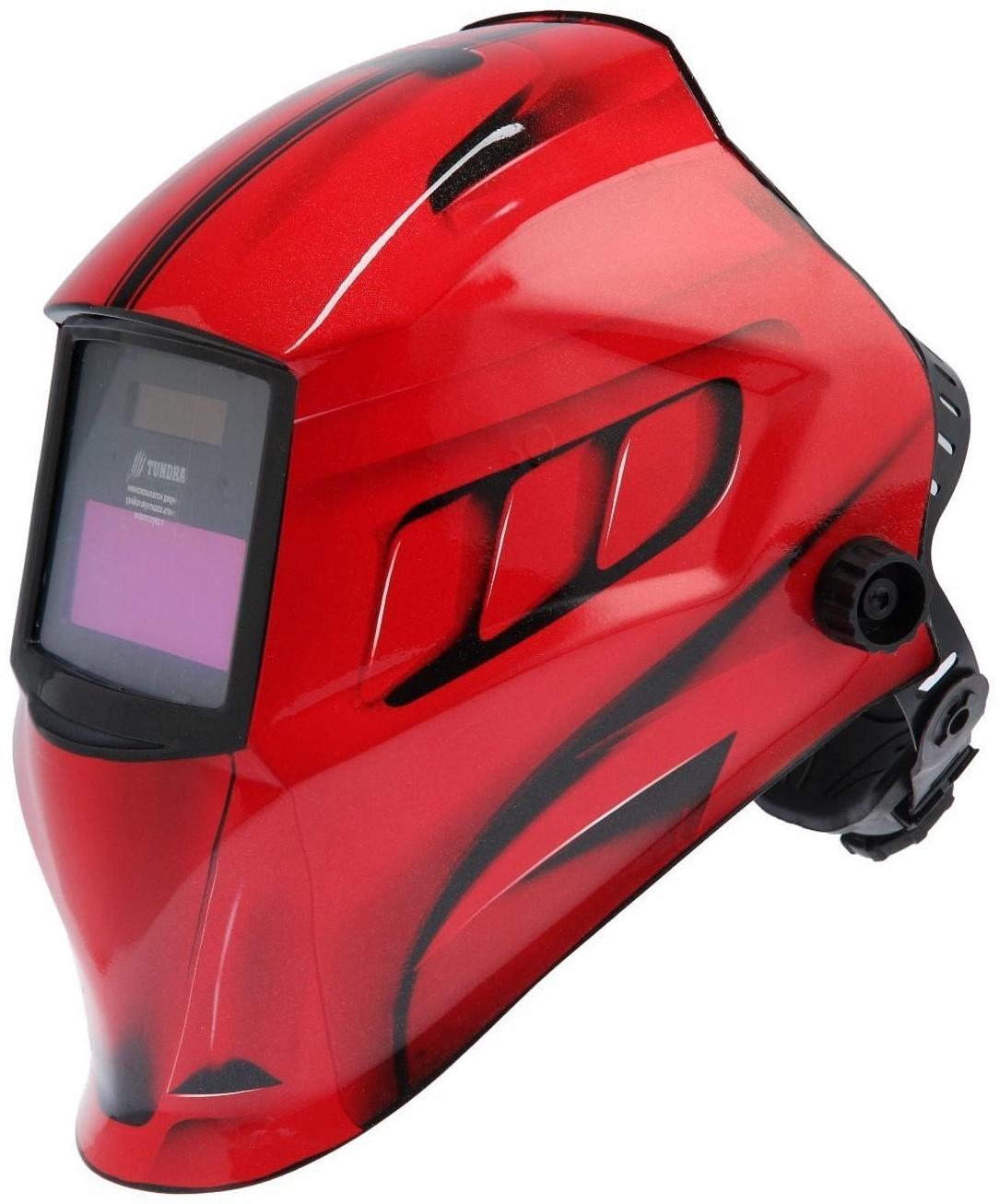 Маска сварщика ТУНДРА Pro Ф1 RED LINE, хамелеон, 90х35 мм, DIN 11, 1/1/1/2, Li п/п, MPP