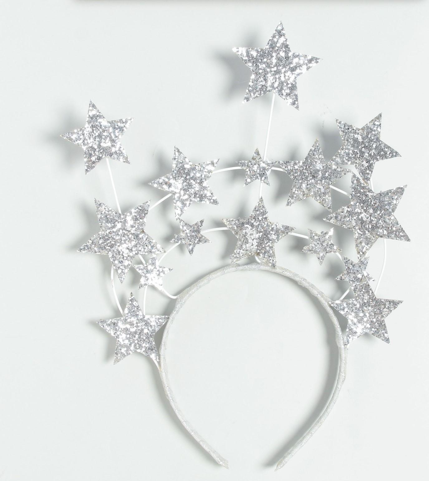 Карнавальный ободок «Звёзды», серебро