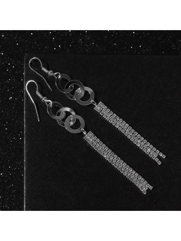 Серьги висячие со стразами 