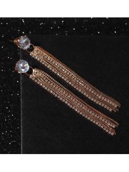 Серьги висячие со стразами 