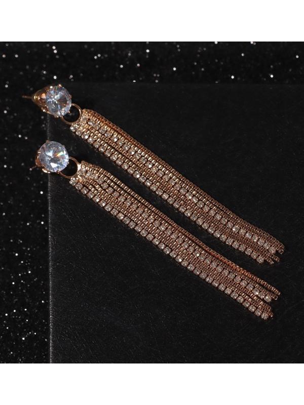 Серьги висячие со стразами 