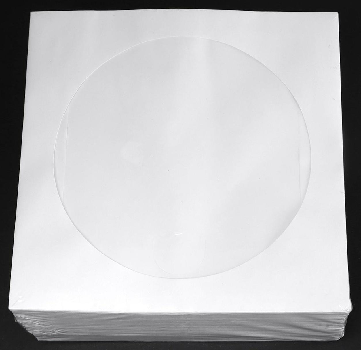 Конверт для CD/DVD дисков, 125х125 мм, d=100 мм, окно, выруб. язычок, белый