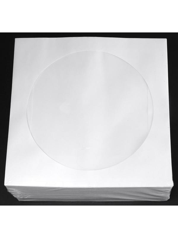 Конверт для CD/DVD дисков, 125х125 мм, d=100 мм, окно, выруб. язычок, белый