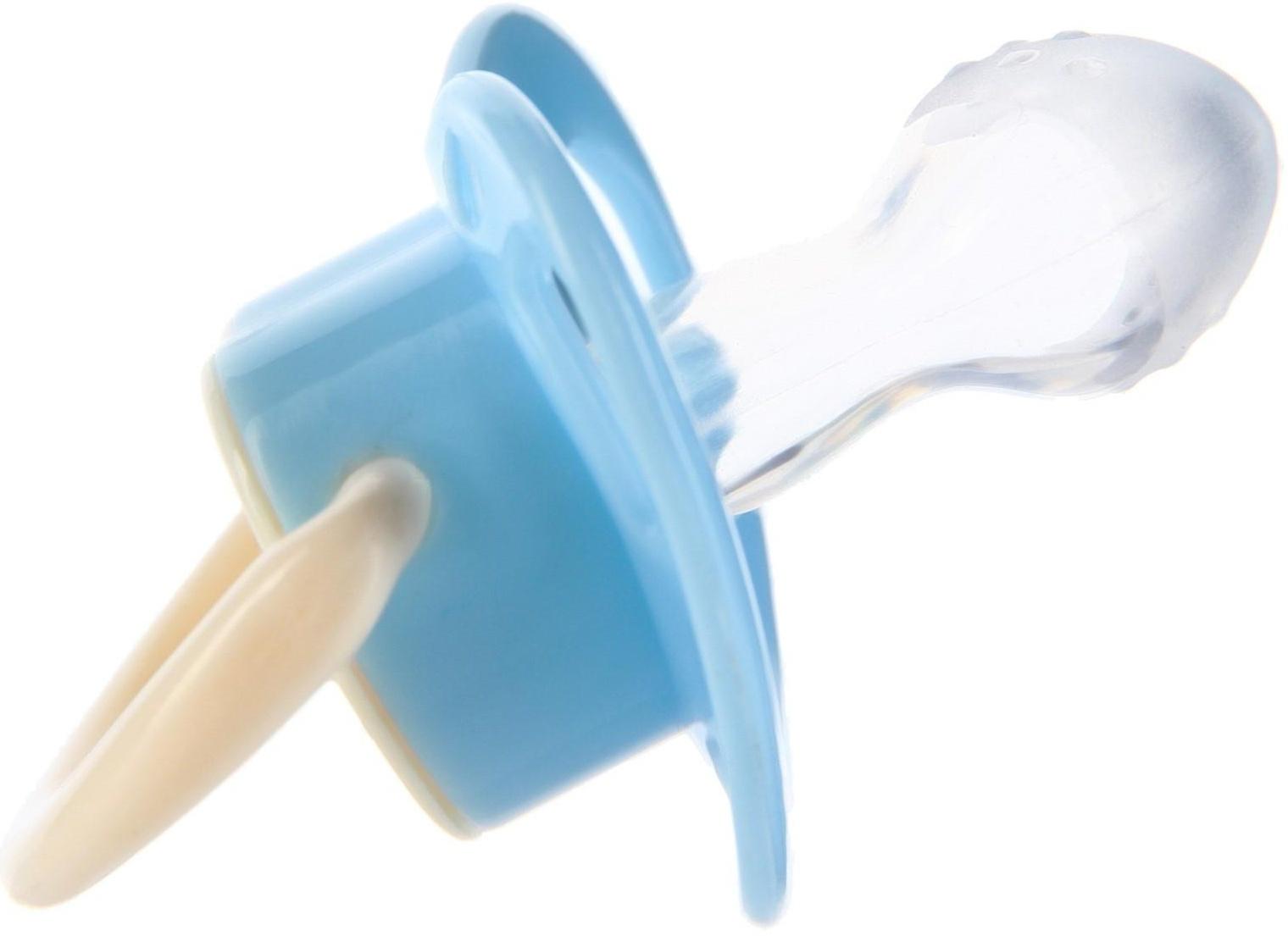 Соска-пустышка анатомическая, силикон, от 0 мес., цвет голубой