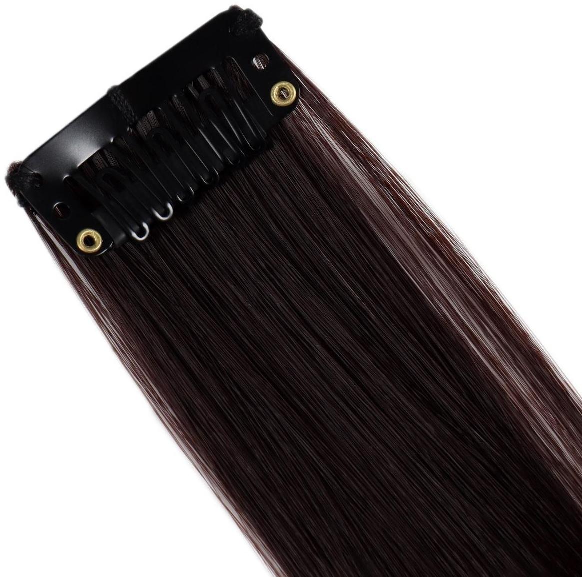 Локон накладной, прямой волос, на заколке, 50 см, 5 гр, цвет тёмно русый