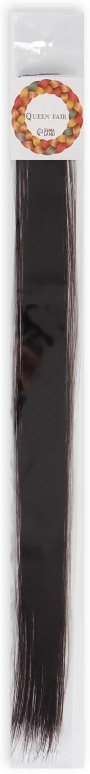 Локон накладной, прямой волос, на заколке, 50 см, 5 гр, цвет тёмно русый