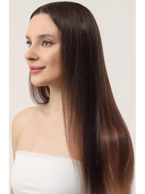 Локон накладной, прямой волос, на заколке, 50 см, 5 гр, цвет тёмно русый