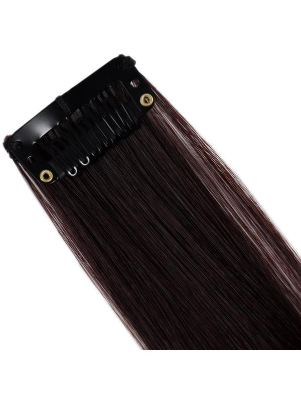 Локон накладной, прямой волос, на заколке, 50 см, 5 гр, цвет тёмно русый