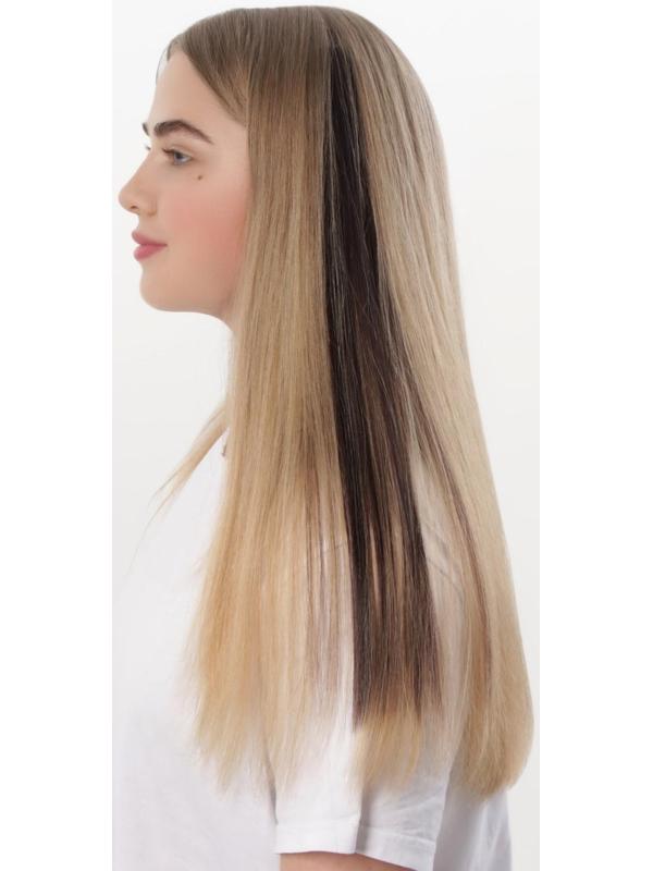 Локон накладной, прямой волос, на заколке, 50 см, 5 гр, цвет тёмно русый