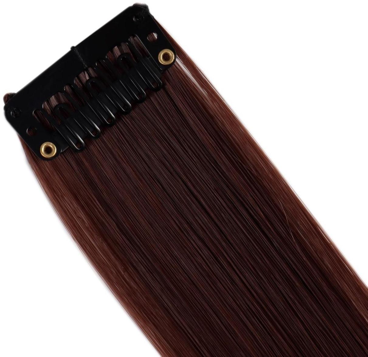 Локон накладной, прямой волос, на заколке, 50 см, 5 гр, цвет каштановый