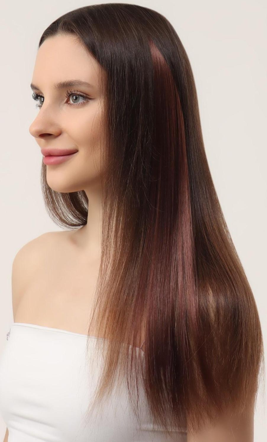 Локон накладной, прямой волос, на заколке, 50 см, 5 гр, цвет каштановый