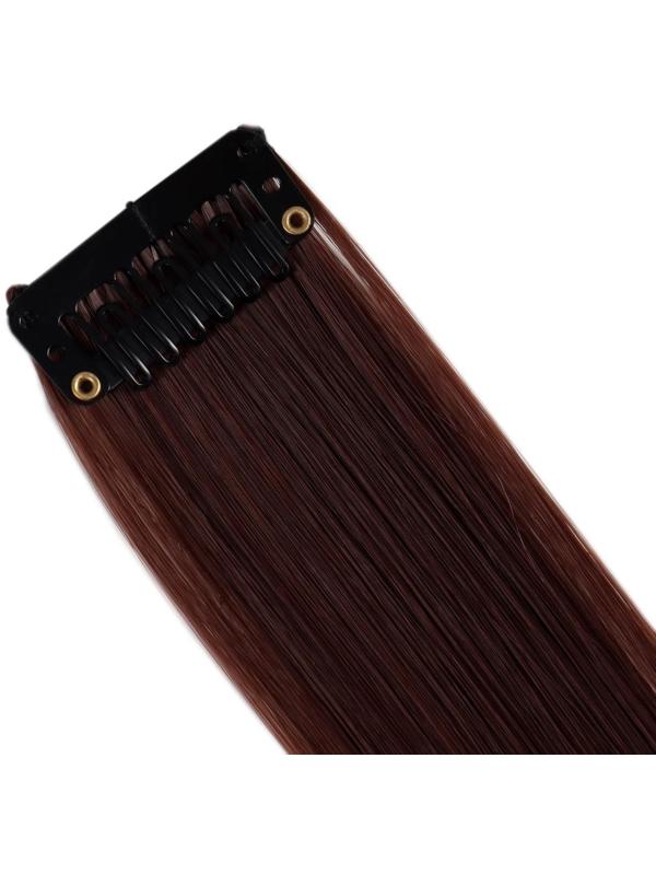 Локон накладной, прямой волос, на заколке, 50 см, 5 гр, цвет каштановый