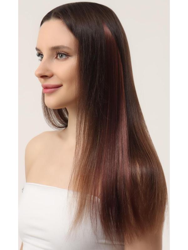 Локон накладной, прямой волос, на заколке, 50 см, 5 гр, цвет каштановый