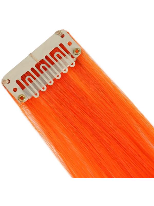 Локон накладной, прямой волос, на заколке, 50 см, 5 гр, цвет оранжевый