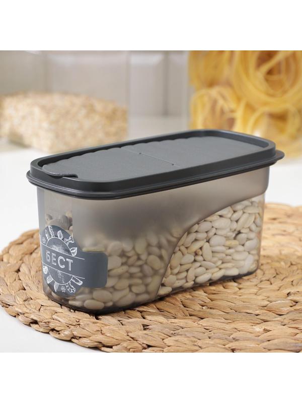Ёмкость для сыпучих продуктов «Бест», 1 л, 9,5×19×9,5 см, цвет графитовый