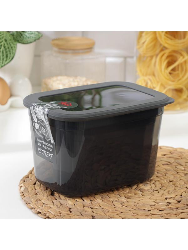 Набор ёмкостей для сыпучих продуктов «Респект», 3 шт, 0,8 л, 1,3 л, 2,3 л, цвет графитовый