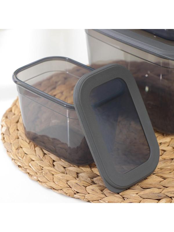 Набор ёмкостей для сыпучих продуктов «Респект», 3 шт, 0,8 л, 1,3 л, 2,3 л, цвет графитовый