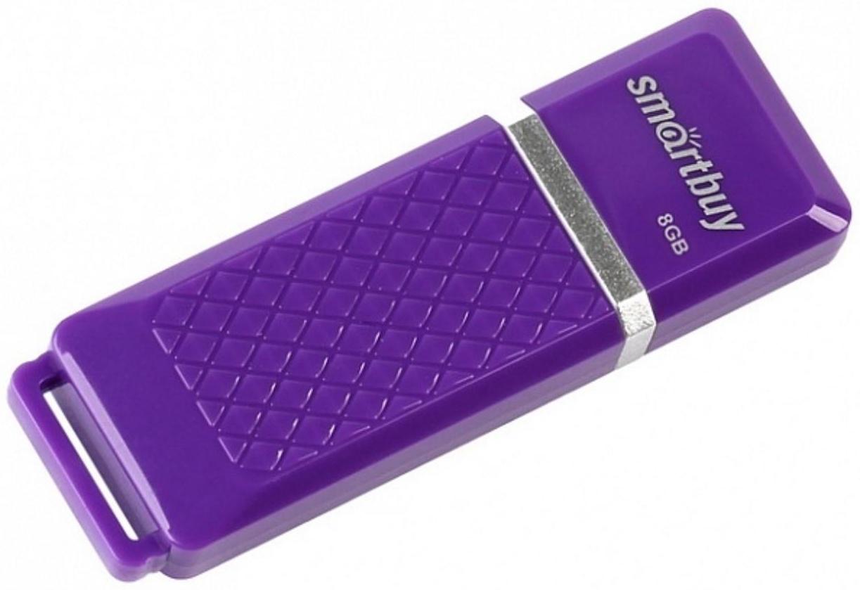 Флешка Smartbuy Quartz series Violet, 8 Гб, USB 2.0,чт до 25 Мб/с,зап до 15 Мб/с, фиолетовая